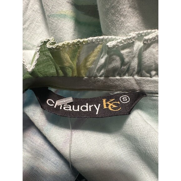 Chaudry Dress Womens Small Runs Big Blue Floral Sequin Tiered Sleeveless Midi - Picture 8 of 12